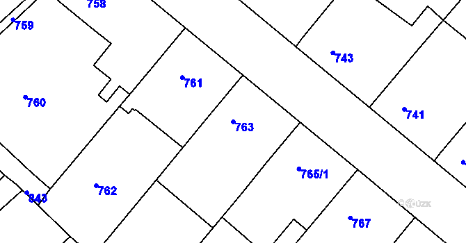 Parcela st. 763 v KÚ Moravský Písek, Katastrální mapa