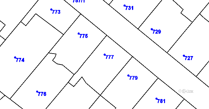 Parcela st. 777 v KÚ Moravský Písek, Katastrální mapa