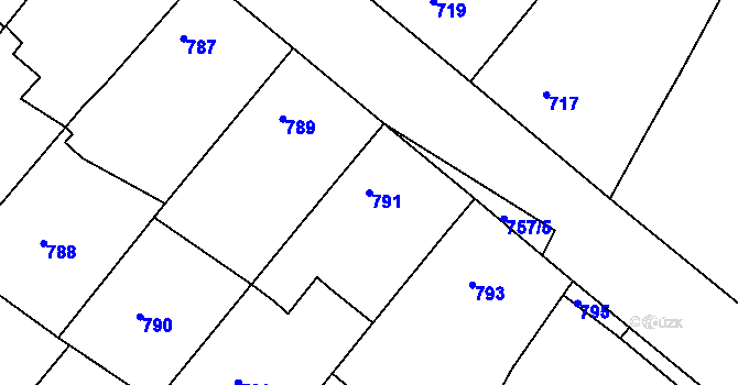 Parcela st. 791 v KÚ Moravský Písek, Katastrální mapa