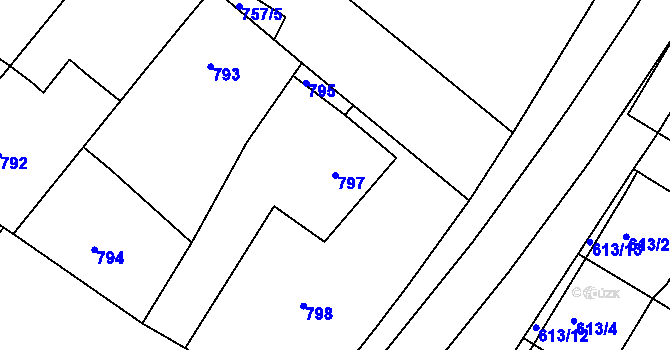 Parcela st. 797 v KÚ Moravský Písek, Katastrální mapa