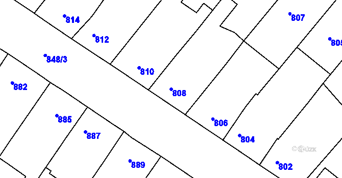 Parcela st. 808 v KÚ Moravský Písek, Katastrální mapa