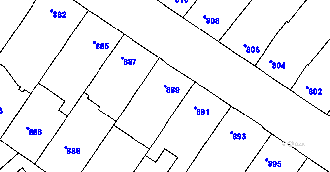 Parcela st. 889 v KÚ Moravský Písek, Katastrální mapa