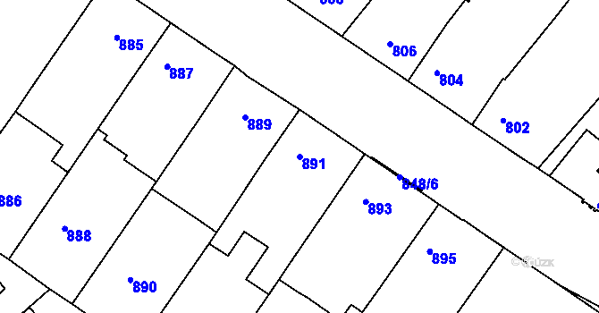 Parcela st. 891 v KÚ Moravský Písek, Katastrální mapa