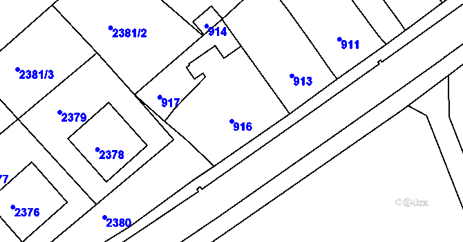 Parcela st. 916 v KÚ Moravský Písek, Katastrální mapa