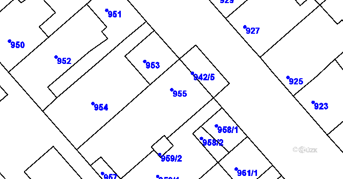 Parcela st. 955 v KÚ Moravský Písek, Katastrální mapa