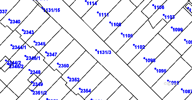 Parcela st. 1131/3 v KÚ Moravský Písek, Katastrální mapa