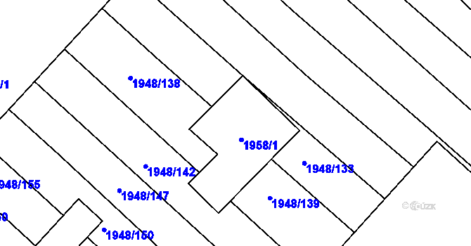 Parcela st. 1958/3 v KÚ Moravský Písek, Katastrální mapa