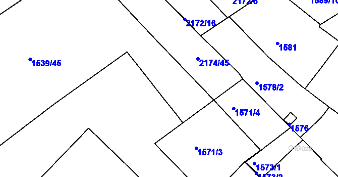 Parcela st. 2174/3 v KÚ Moravský Písek, Katastrální mapa