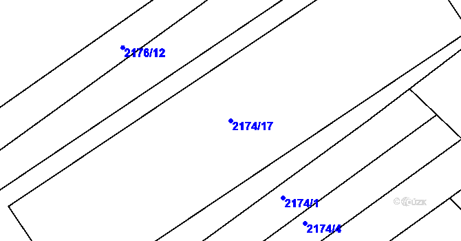 Parcela st. 2174/17 v KÚ Moravský Písek, Katastrální mapa