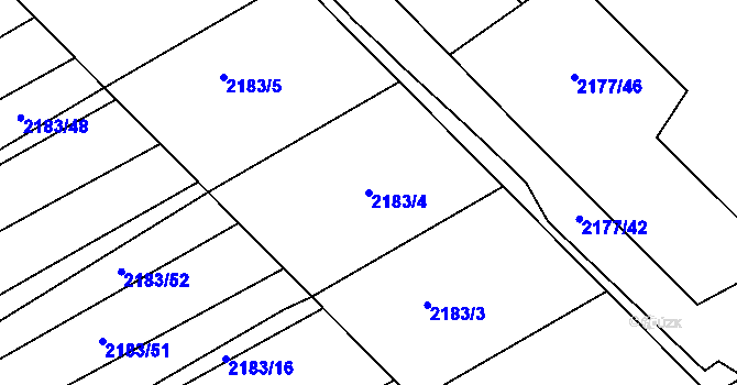 Parcela st. 2183/4 v KÚ Moravský Písek, Katastrální mapa