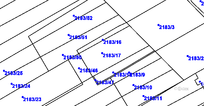 Parcela st. 2183/17 v KÚ Moravský Písek, Katastrální mapa