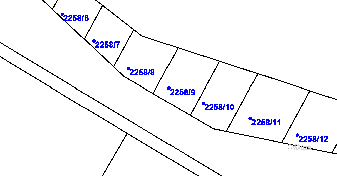 Parcela st. 2258/9 v KÚ Moravský Písek, Katastrální mapa