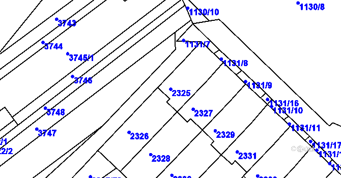 Parcela st. 2325 v KÚ Moravský Písek, Katastrální mapa