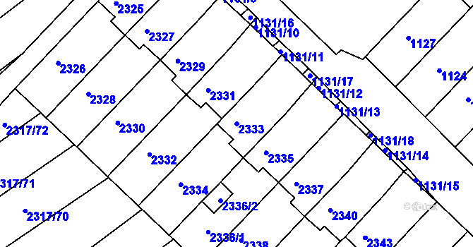 Parcela st. 2333 v KÚ Moravský Písek, Katastrální mapa