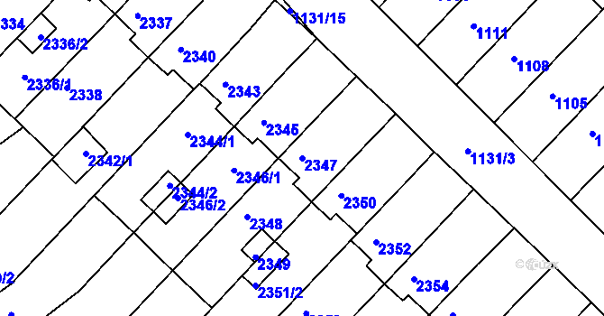 Parcela st. 2347 v KÚ Moravský Písek, Katastrální mapa