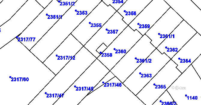 Parcela st. 2358 v KÚ Moravský Písek, Katastrální mapa