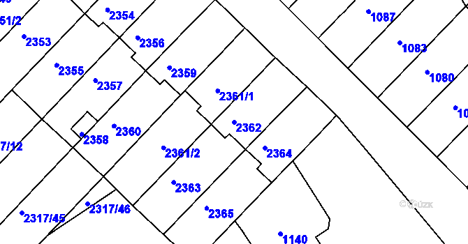 Parcela st. 2362 v KÚ Moravský Písek, Katastrální mapa
