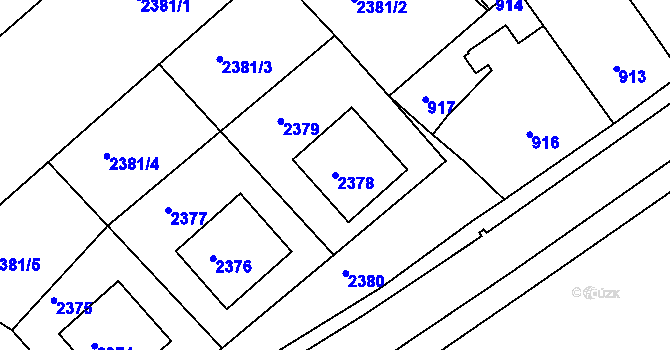 Parcela st. 2378 v KÚ Moravský Písek, Katastrální mapa