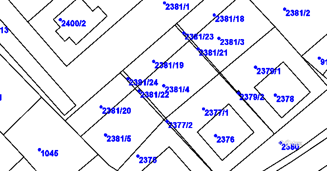 Parcela st. 2381/4 v KÚ Moravský Písek, Katastrální mapa
