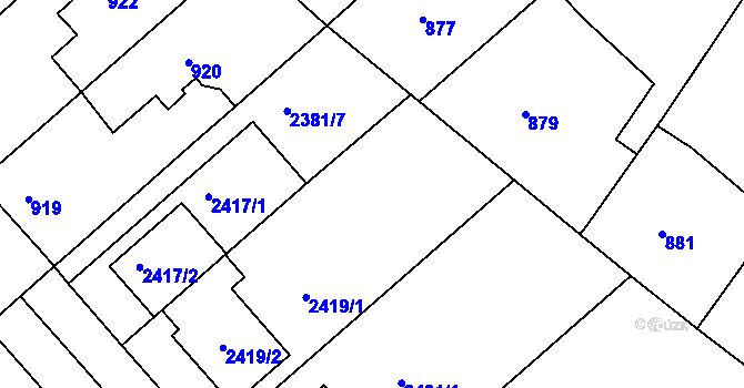 Parcela st. 2381/8 v KÚ Moravský Písek, Katastrální mapa