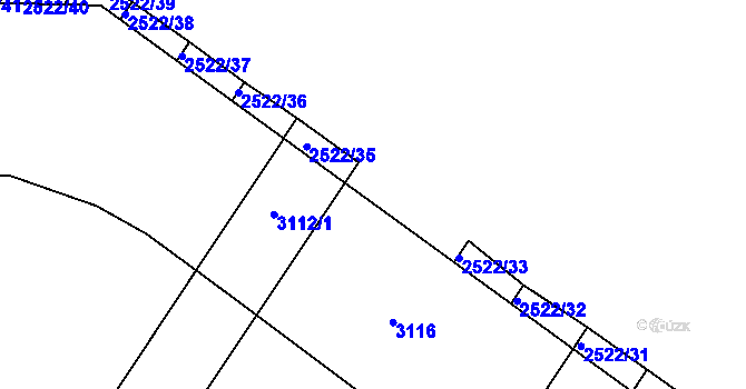 Parcela st. 2522/34 v KÚ Moravský Písek, Katastrální mapa