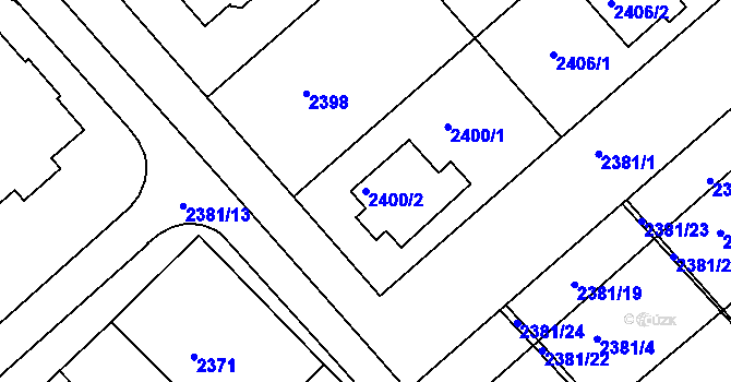 Parcela st. 2400/2 v KÚ Moravský Písek, Katastrální mapa