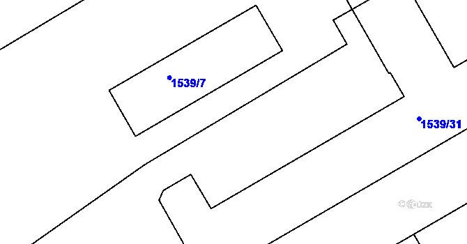 Parcela st. 1539/37 v KÚ Moravský Písek, Katastrální mapa