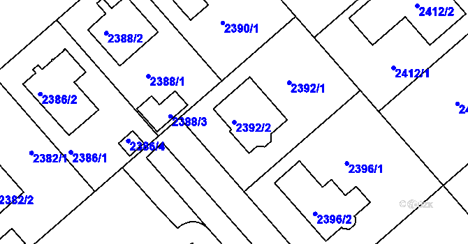 Parcela st. 2392/2 v KÚ Moravský Písek, Katastrální mapa