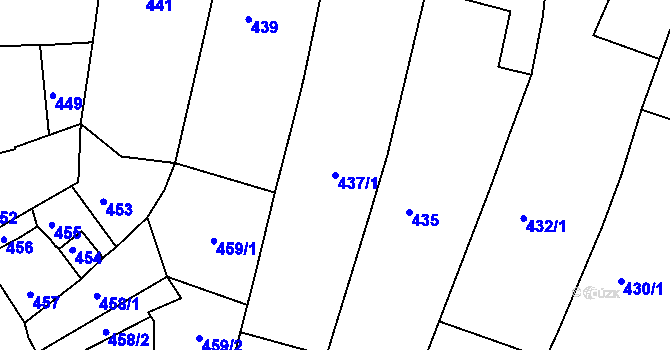 Parcela st. 437/1 v KÚ Moravský Písek, Katastrální mapa