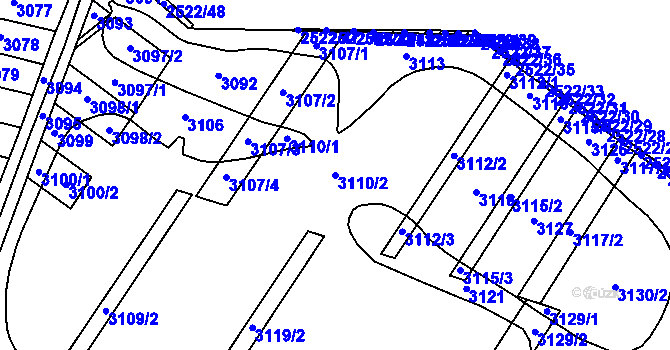 Parcela st. 3110/2 v KÚ Moravský Písek, Katastrální mapa