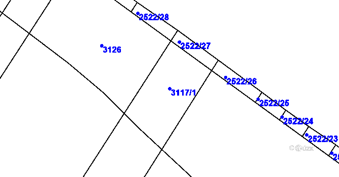 Parcela st. 3117/1 v KÚ Moravský Písek, Katastrální mapa