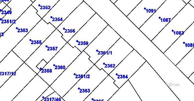 Parcela st. 2361/1 v KÚ Moravský Písek, Katastrální mapa