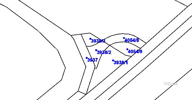 Parcela st. 3938/2 v KÚ Moravský Písek, Katastrální mapa