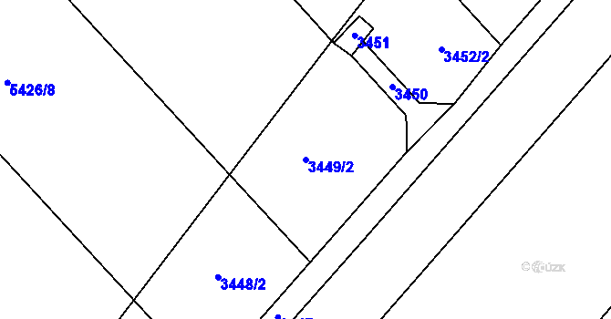 Parcela st. 3449/2 v KÚ Moravský Písek, Katastrální mapa