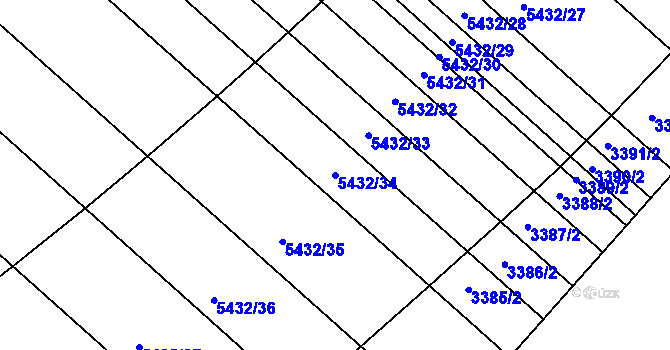 Parcela st. 5432/34 v KÚ Moravský Písek, Katastrální mapa