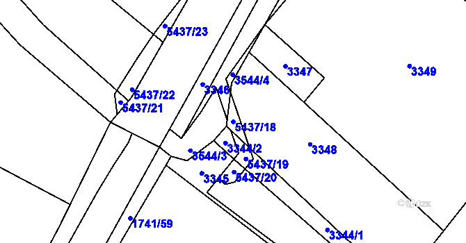 Parcela st. 5437/18 v KÚ Moravský Písek, Katastrální mapa