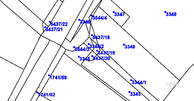 Parcela st. 5437/19 v KÚ Moravský Písek, Katastrální mapa