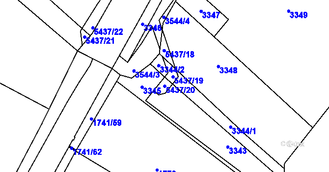 Parcela st. 5437/20 v KÚ Moravský Písek, Katastrální mapa