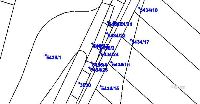 Parcela st. 5434/24 v KÚ Moravský Písek, Katastrální mapa
