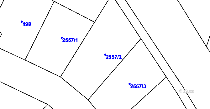 Parcela st. 2557/2 v KÚ Moravský Písek, Katastrální mapa