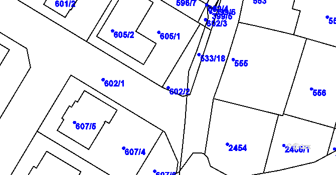 Parcela st. 602/2 v KÚ Moravský Písek, Katastrální mapa