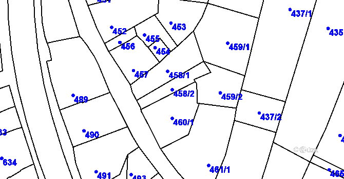 Parcela st. 458/2 v KÚ Moravský Písek, Katastrální mapa