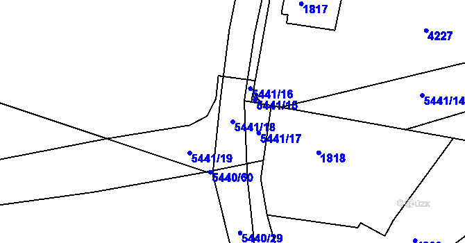 Parcela st. 5441/18 v KÚ Moravský Písek, Katastrální mapa