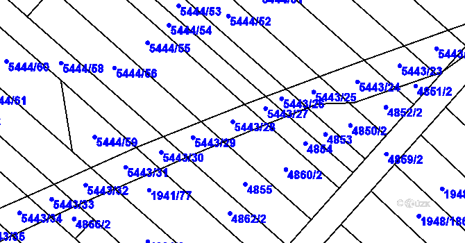 Parcela st. 5443/28 v KÚ Moravský Písek, Katastrální mapa