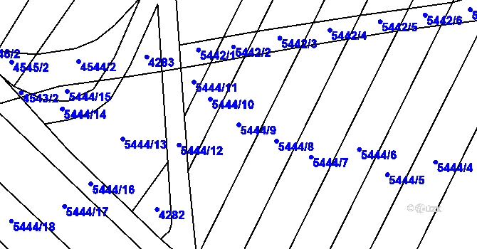 Parcela st. 5444/9 v KÚ Moravský Písek, Katastrální mapa