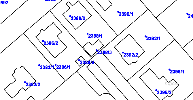 Parcela st. 2388/3 v KÚ Moravský Písek, Katastrální mapa