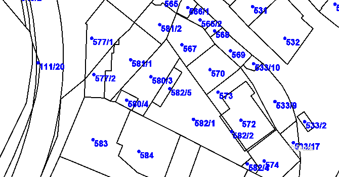 Parcela st. 582/5 v KÚ Moravský Písek, Katastrální mapa