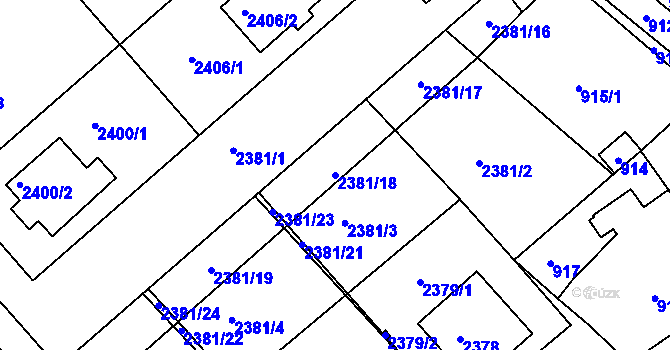 Parcela st. 2381/18 v KÚ Moravský Písek, Katastrální mapa
