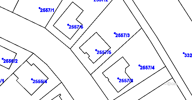 Parcela st. 2557/5 v KÚ Moravský Písek, Katastrální mapa