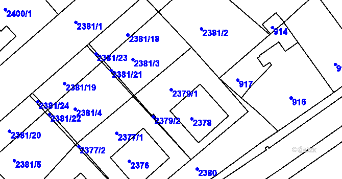 Parcela st. 2379/1 v KÚ Moravský Písek, Katastrální mapa